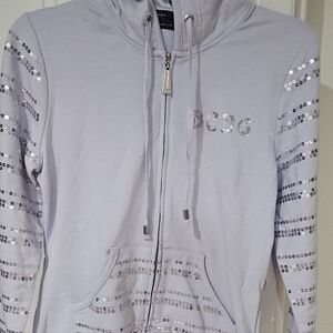 BCBG MAXAZRIA Sequin Hoodie Grape Jewel Medium